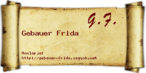 Gebauer Frida névjegykártya